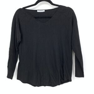 Florencia Knit Top Womens Size Small Black V-Neck Long Sleeve